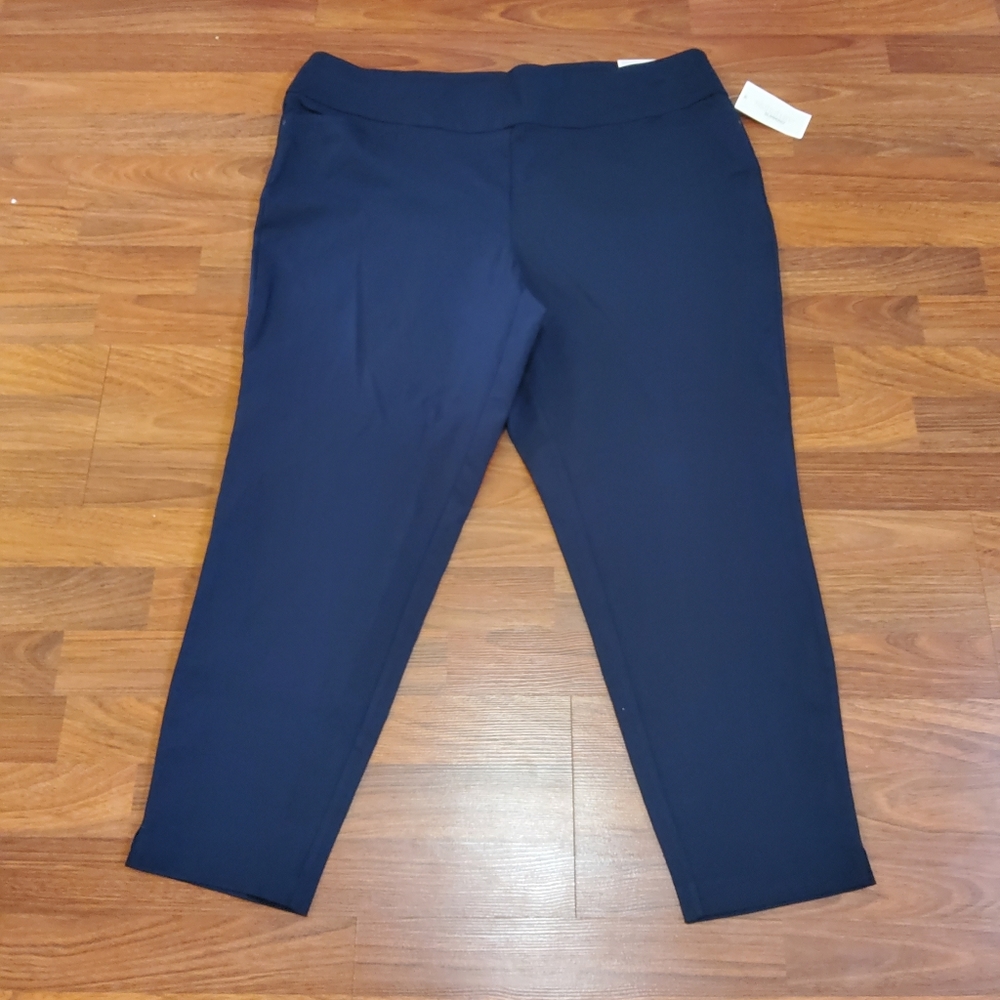 Signature Slimming by CJ Banks The Perfect Pull On Ankle Pants 20W Navy Blue New - Picture 2 of 11